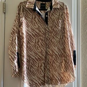 Lysse button down zebra print long sleeve